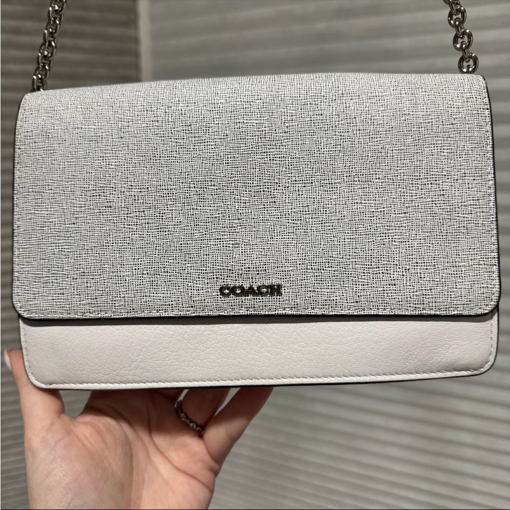 Coach Textured White and Gray Crossbody Bag
